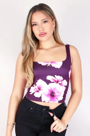 HIBISCUS SQUARE NECK TANK TOP