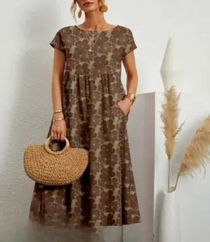 Hosta - Elegant Midi Dress with Floral Print