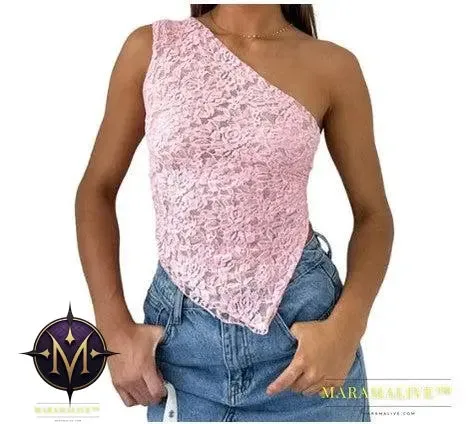 Ins Lace Backless Top Summer Solid Color Waistless Asymmetrical Sloped Neck Vest Streetwear Womens Clothes