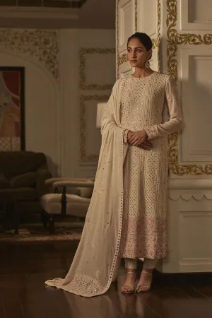 Ivory Chickankari Suit