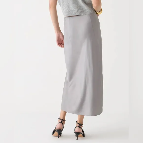 J. Crew women’s Tall Gwyneth slip skirt gray sleek Size S Tall NWOT