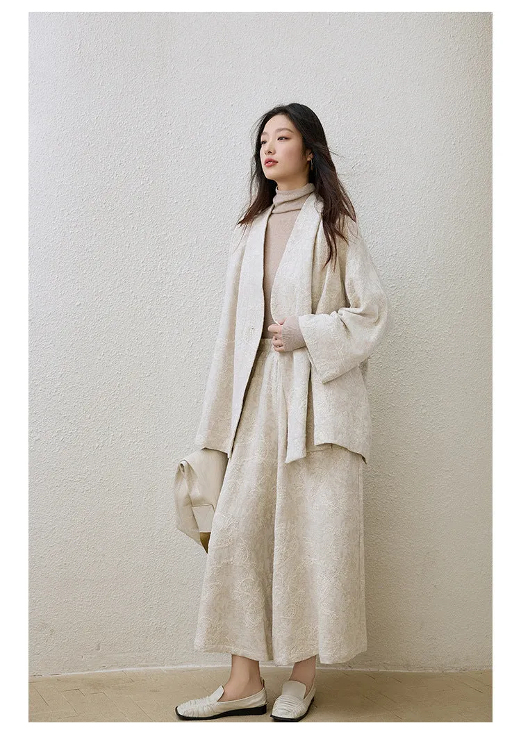 Jacquard cotton and linen retro new Chinese top women's short trench coat women's, spring casual top A1032