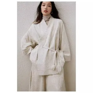 Jacquard cotton and linen retro new Chinese top women's short trench coat women's, spring casual top A1032