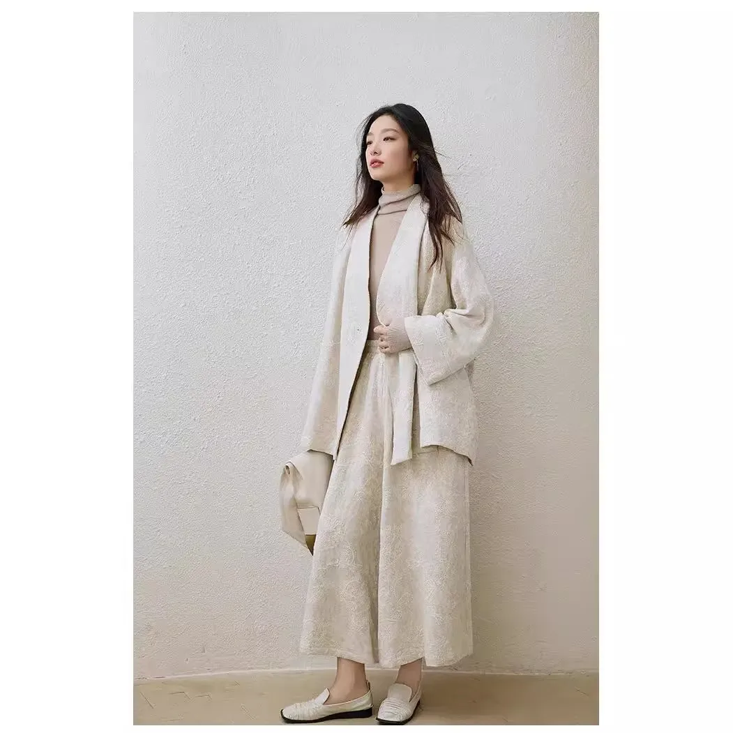 Jacquard cotton and linen retro new Chinese top women's short trench coat women's, spring casual top A1032