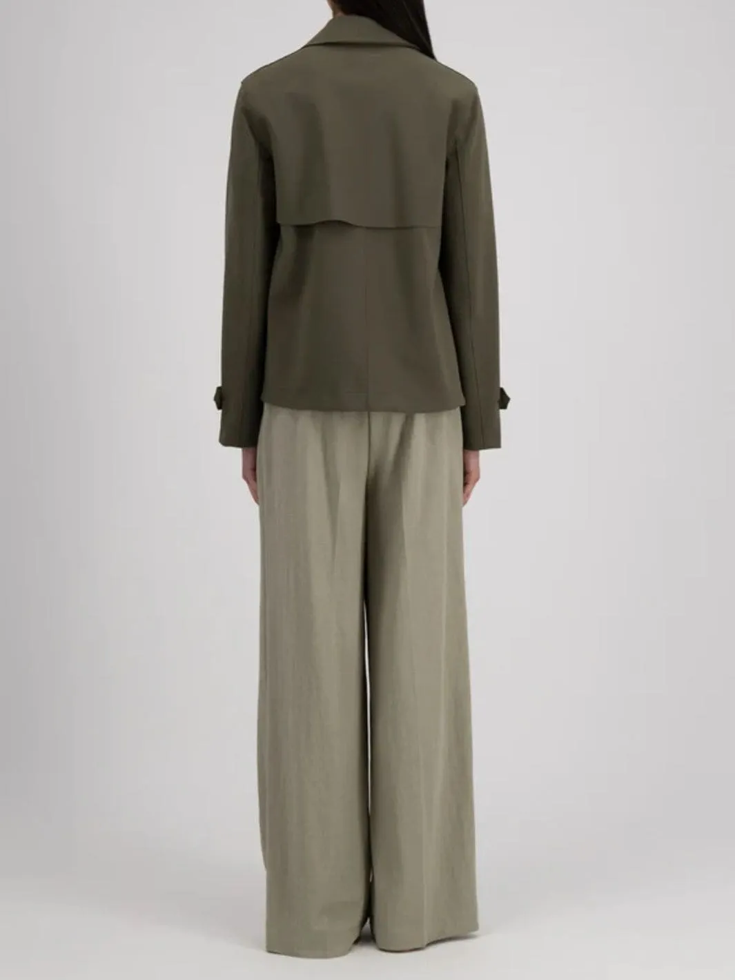 Jakke | W Cropped Trench Scuba Dark Khaki