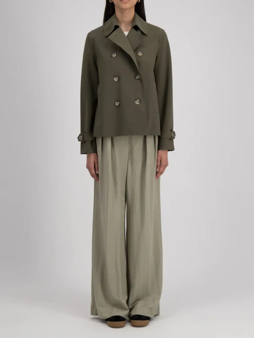 Jakke | W Cropped Trench Scuba Dark Khaki