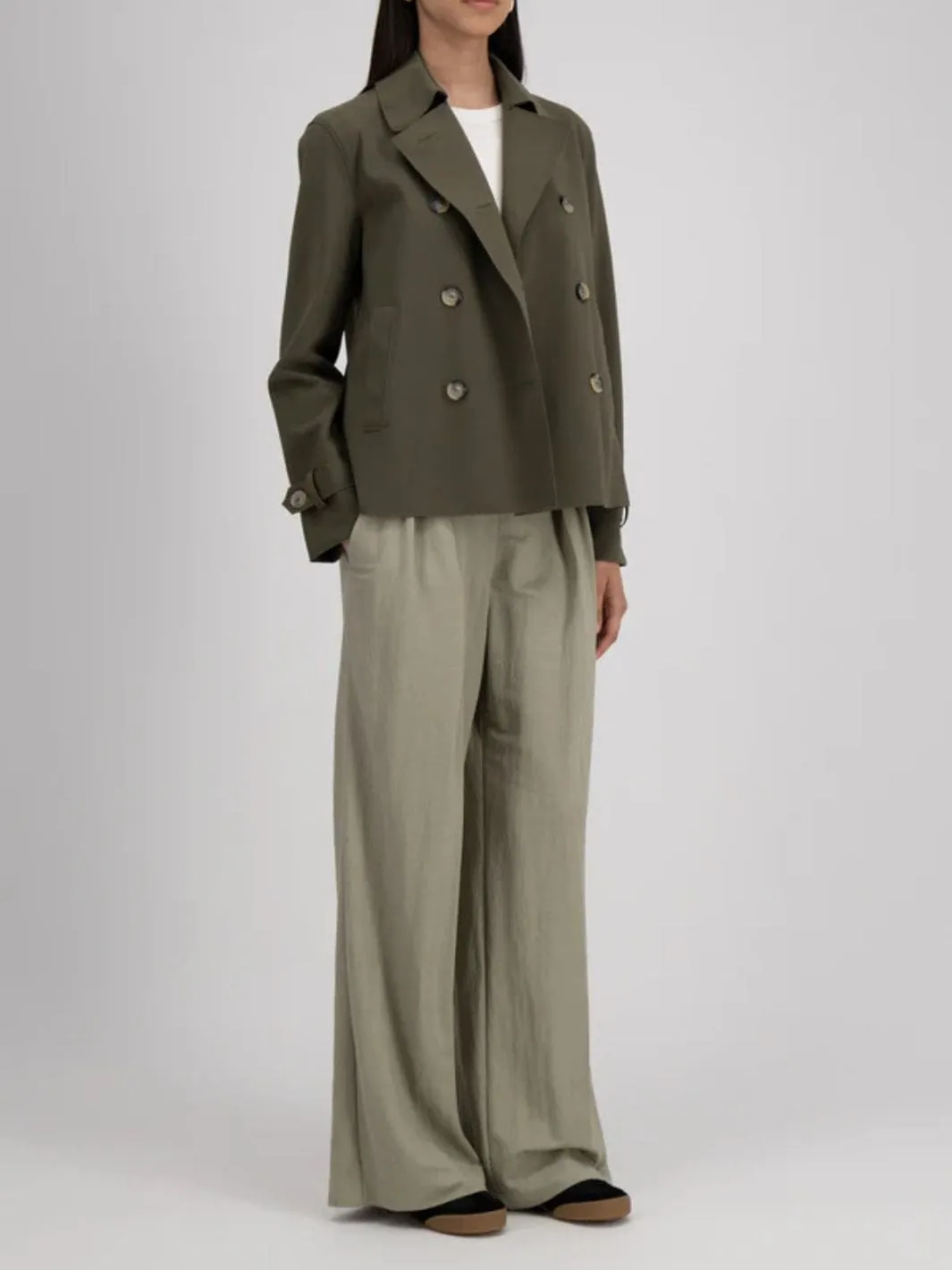 Jakke | W Cropped Trench Scuba Dark Khaki