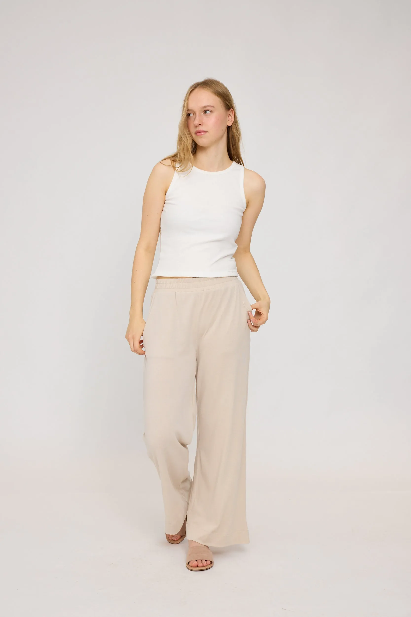Jersey Knit Wide Leg Pants