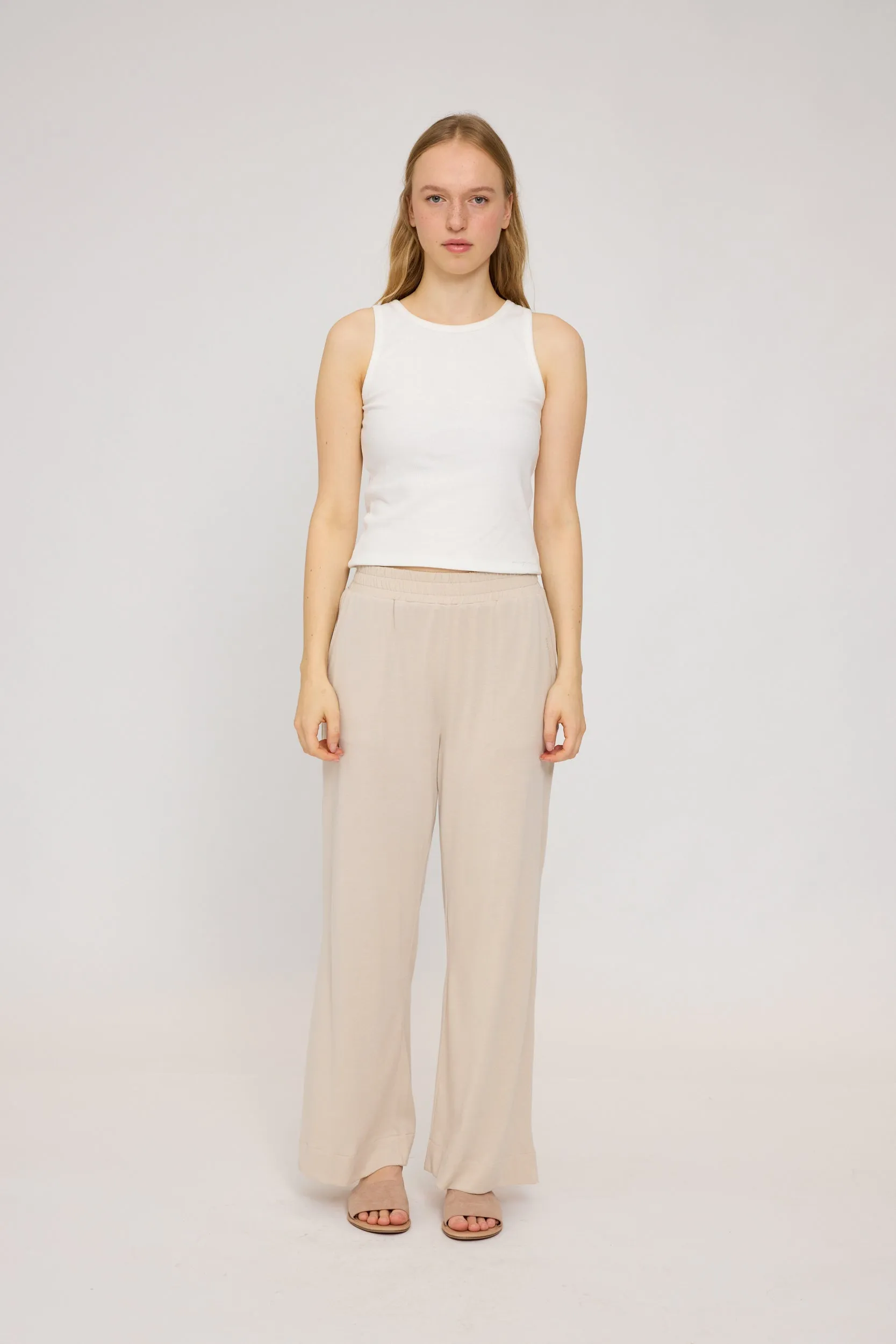 Jersey Knit Wide Leg Pants