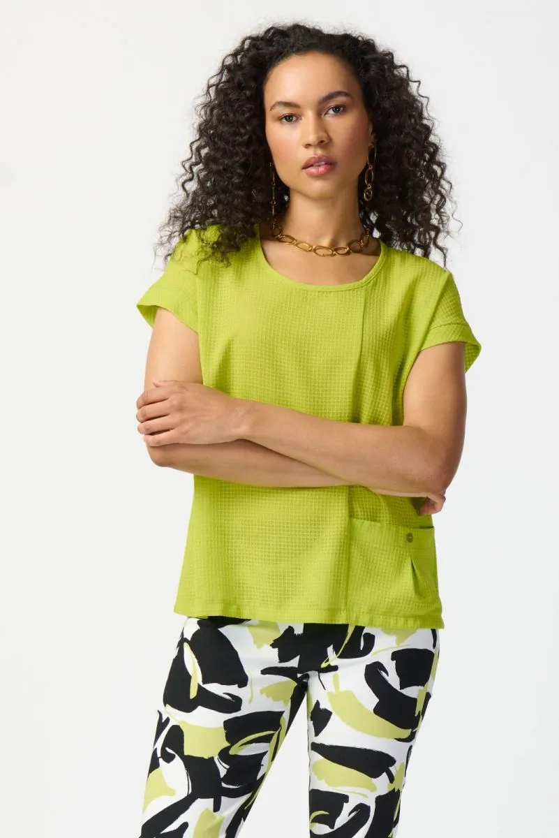 Joseph Ribkoff Check Textured Short Sleeve Boxy Top 241217