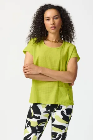 Joseph Ribkoff Check Textured Short Sleeve Boxy Top 241217