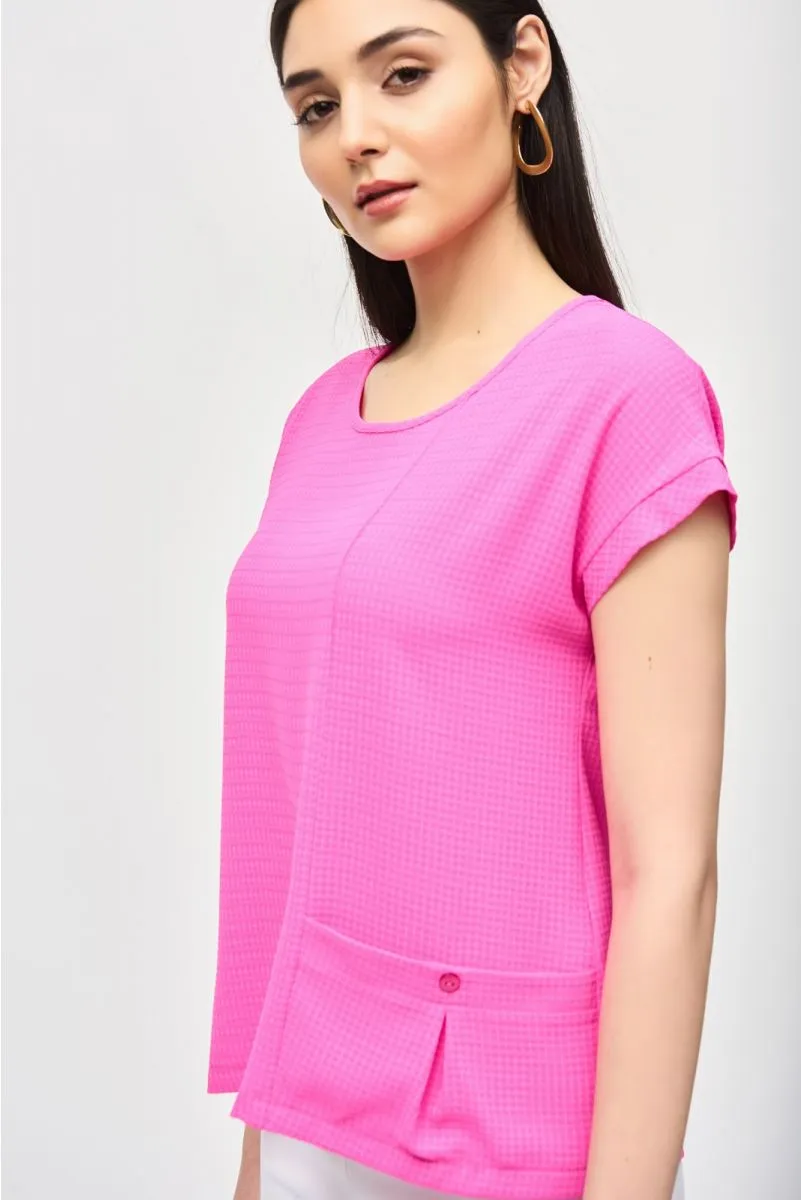 Joseph Ribkoff Check Textured Short Sleeve Boxy Top 241217