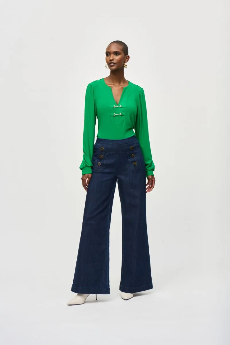 Joseph Ribkoff Indigo Denim High Rise Wide-Leg Sailor Jeans 243900
