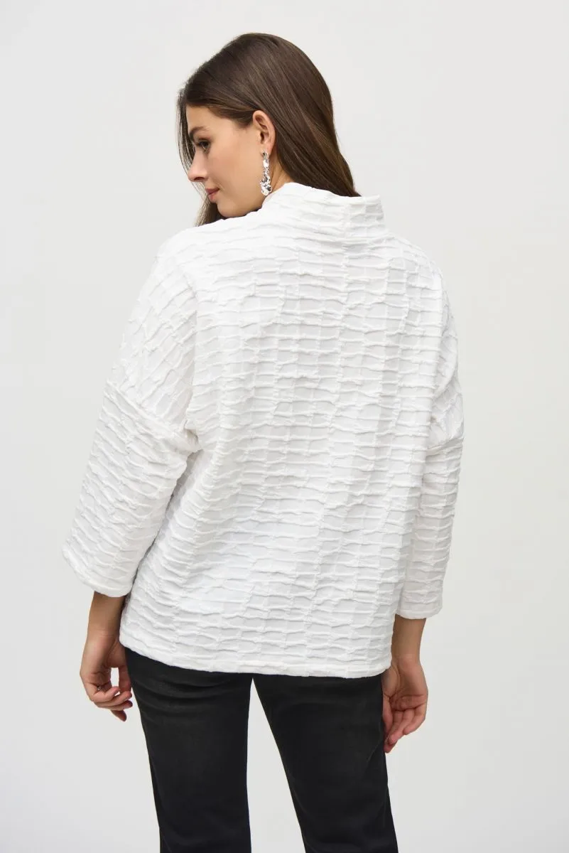 Joseph Ribkoff Off-White Textured 3/4 Sleeve Boxy Sweater Top 244104