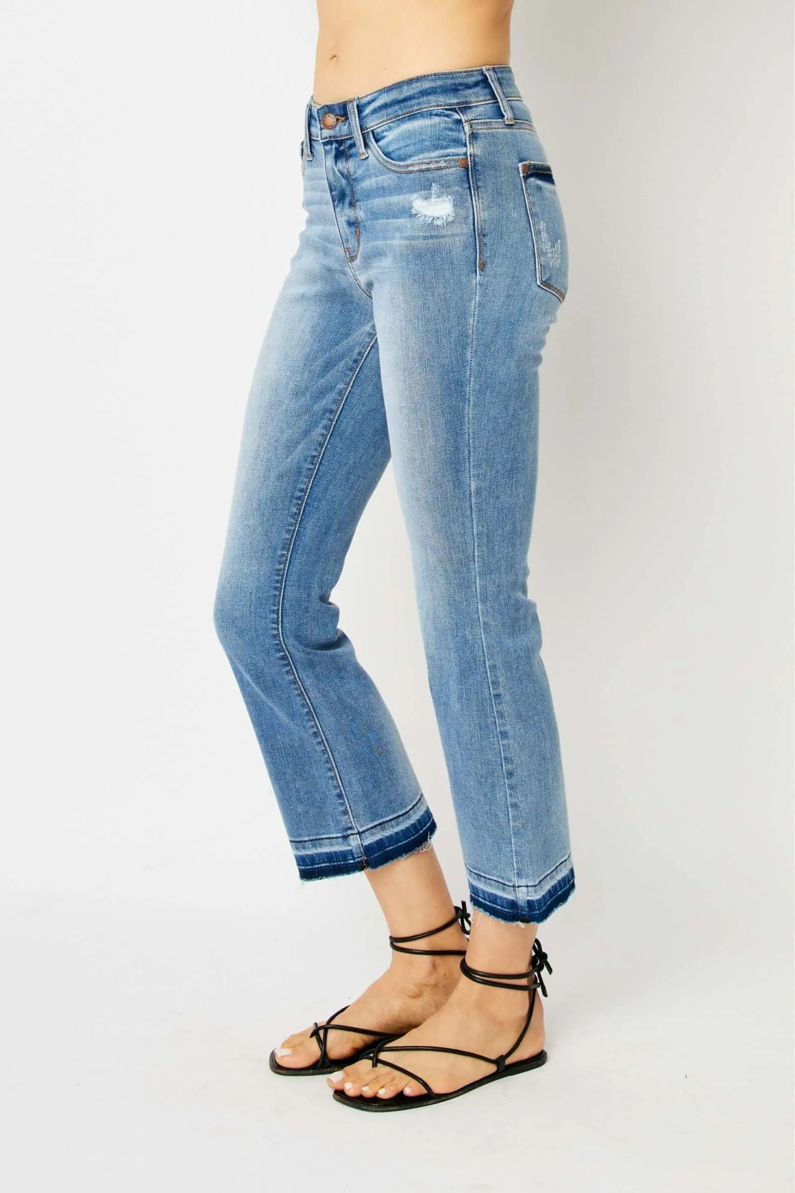 Judy Blue "Sofia" Mid Rise  Release Hem Cropped Bootcut