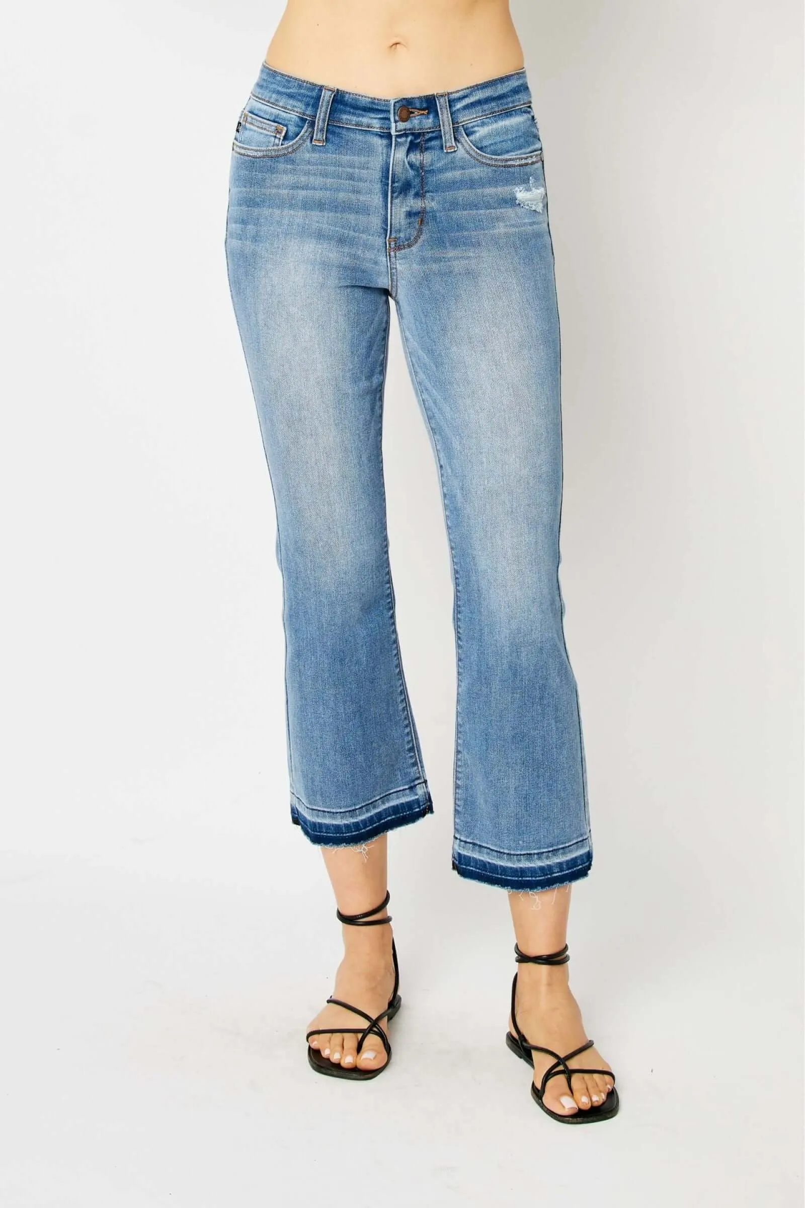 Judy Blue "Sofia" Mid Rise  Release Hem Cropped Bootcut