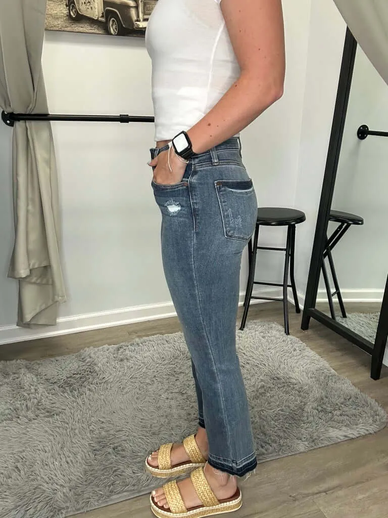 Judy Blue "Sofia" Mid Rise  Release Hem Cropped Bootcut