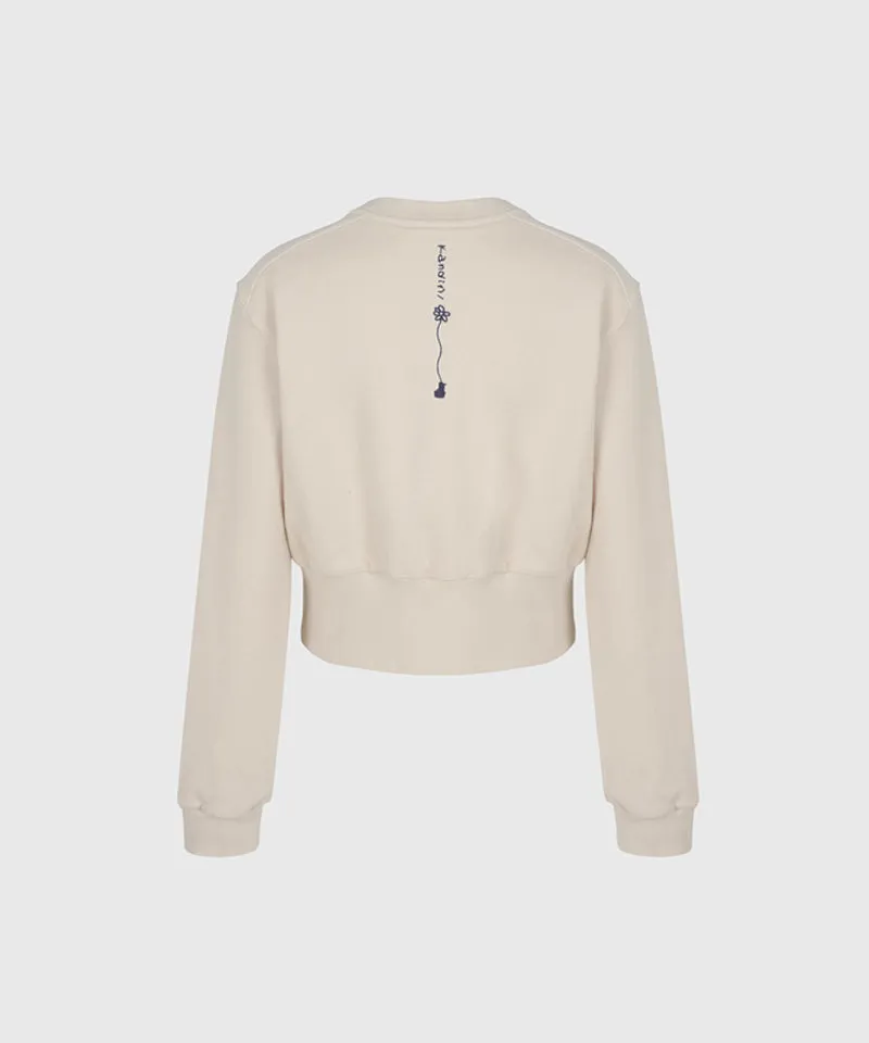 KANDINI Semi-Cropped Sweatshirt - Light Beige
