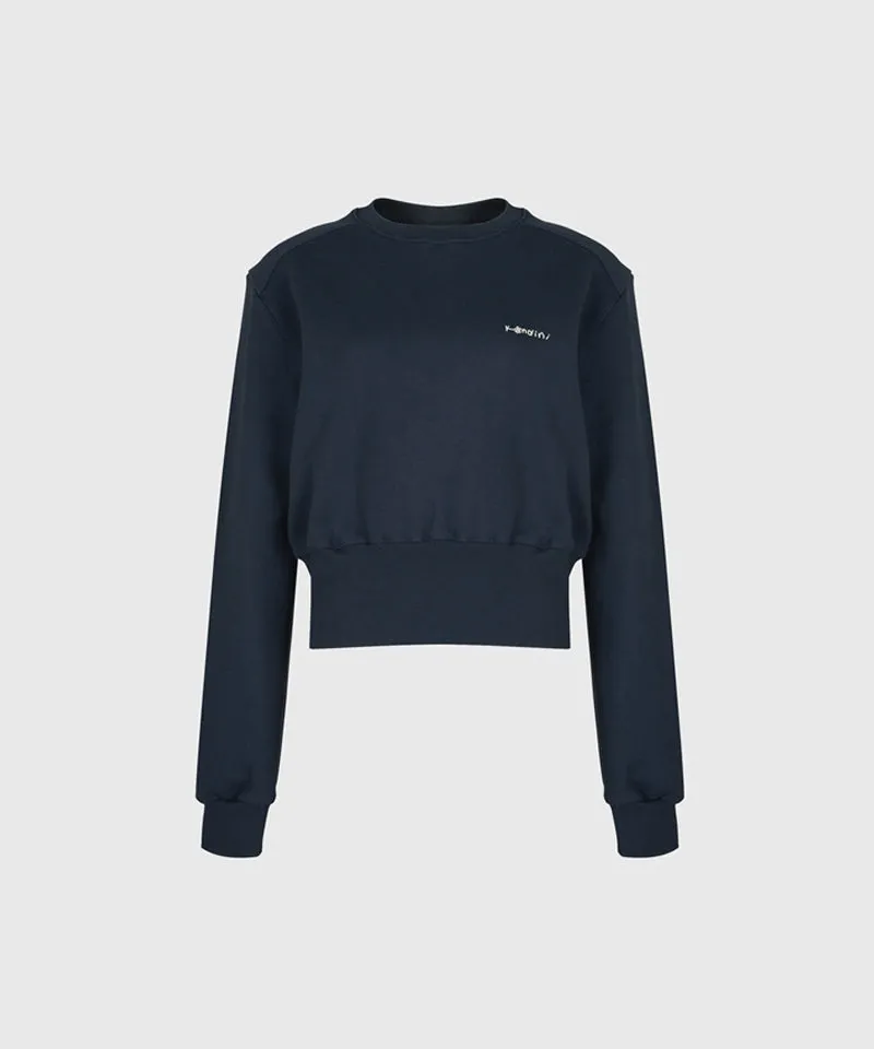 KANDINI Semi-Cropped Sweatshirt - Navy