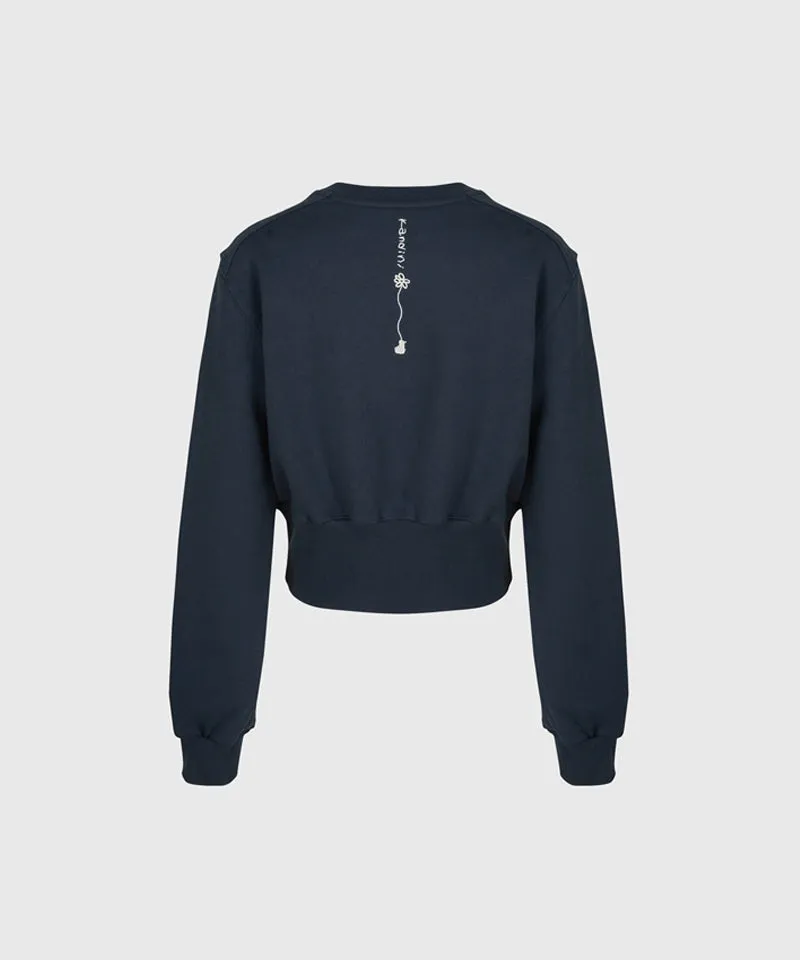 KANDINI Semi-Cropped Sweatshirt - Navy