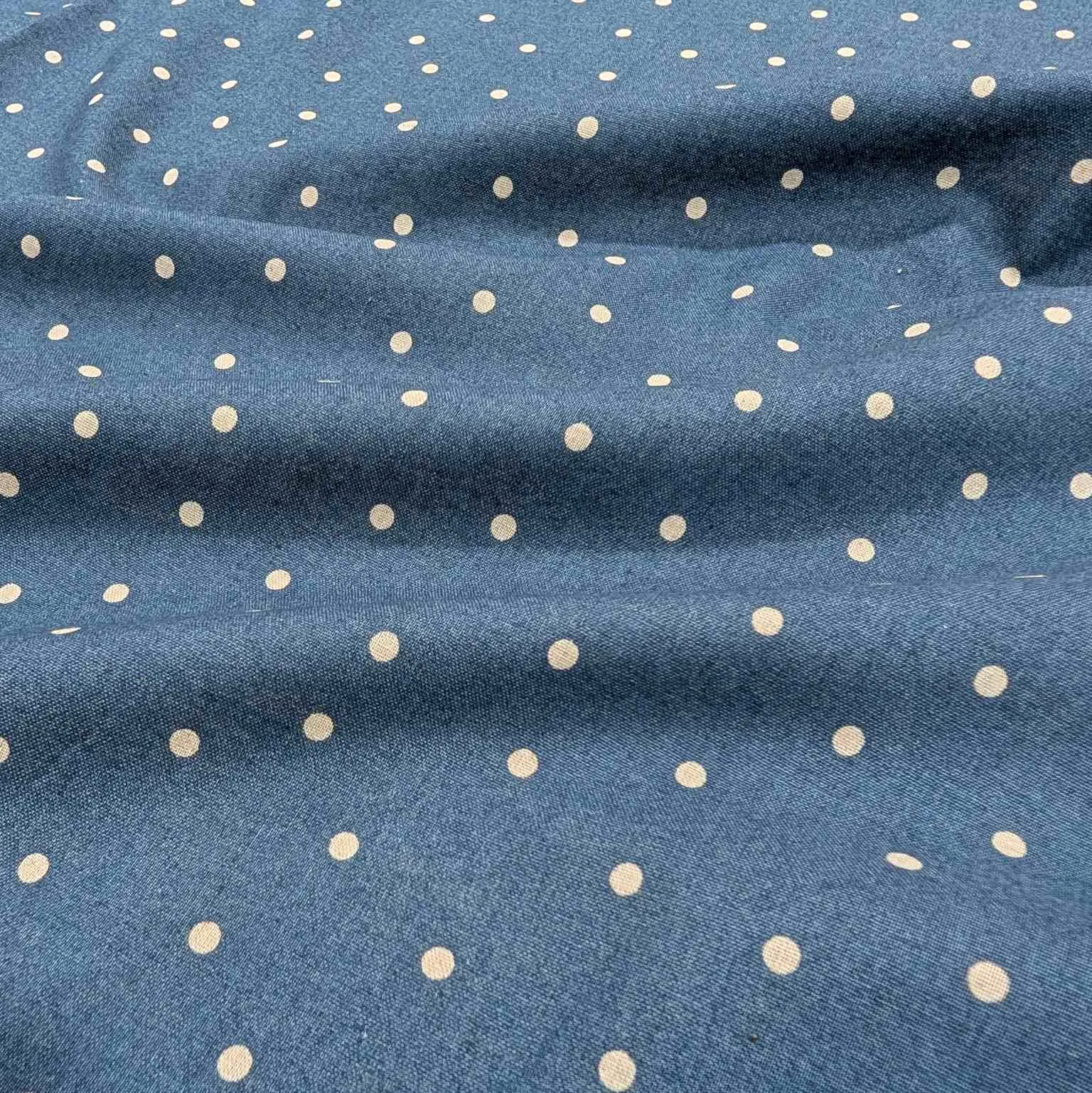 Kokka Linen Cotton Spot, Slate Blue