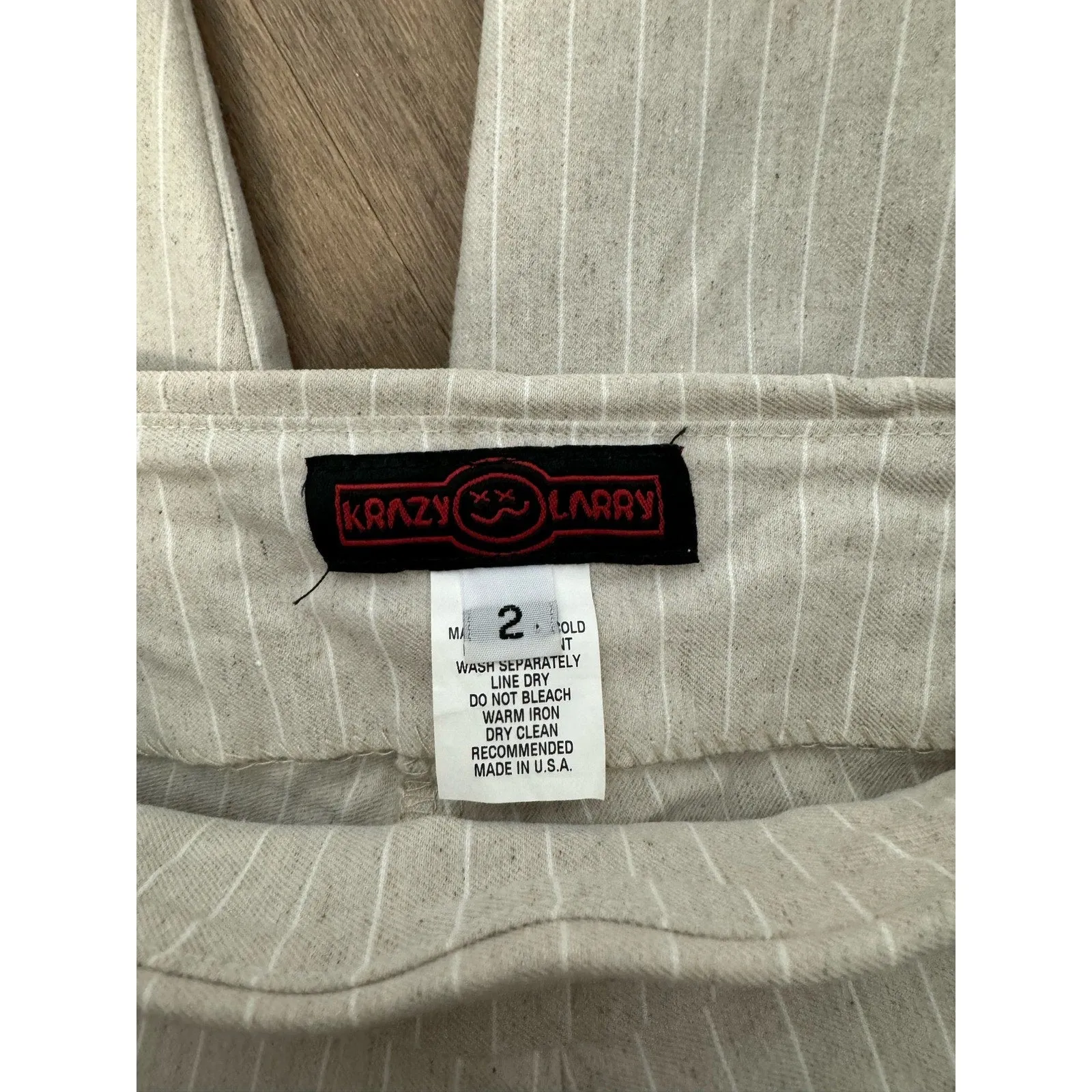 Krazy Larry Tan White Striped Pull On Pants Sz 2