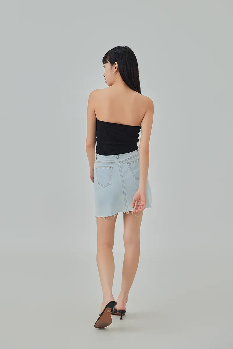 Kristan Distressed Mini Denim Skirt