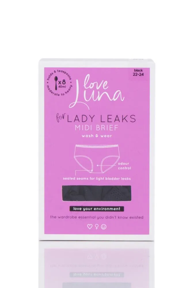 Ladies 1 Pack Love Luna Lady Leaks Midi Briefs