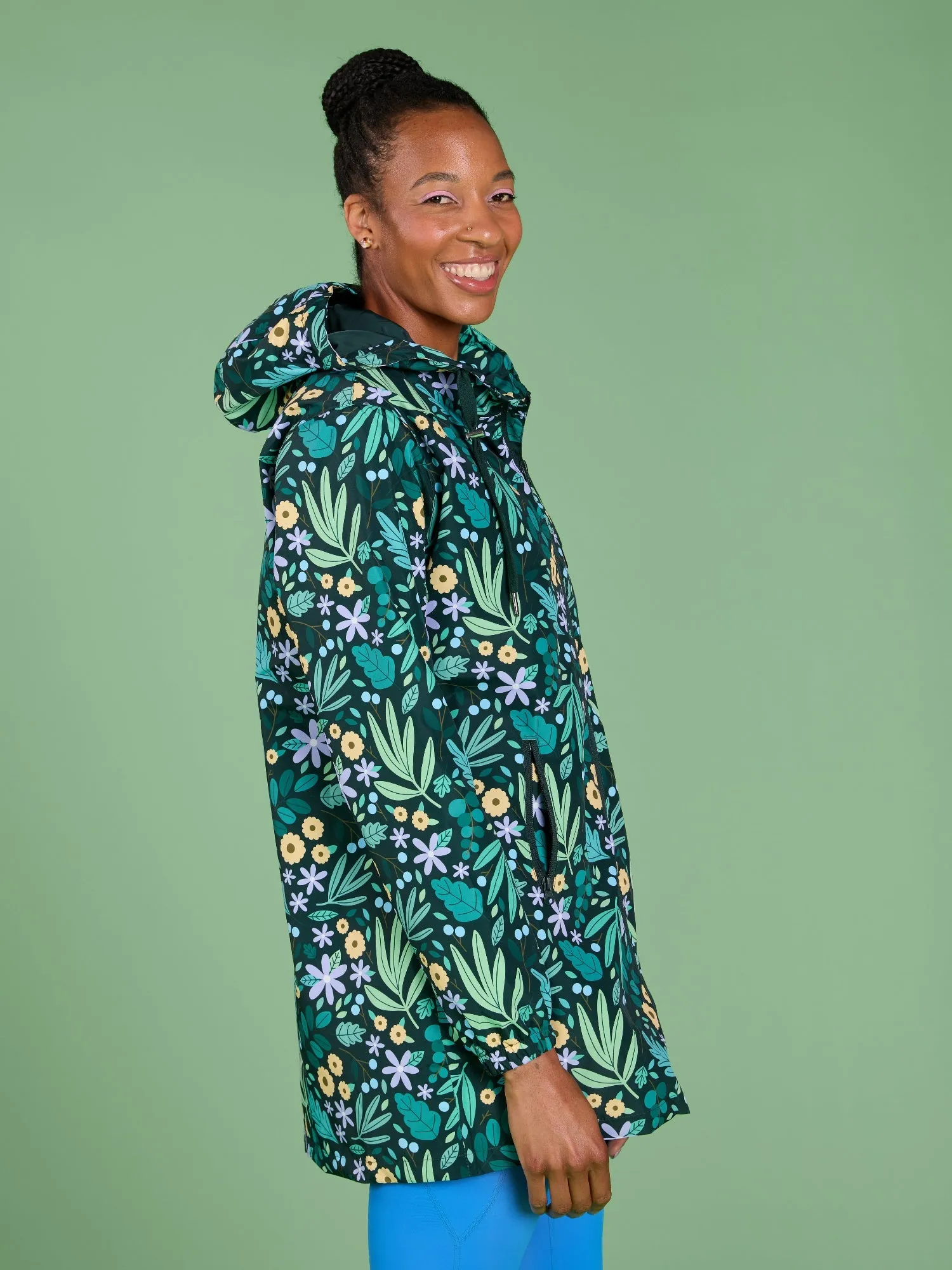 Leaves & Blooms Longline Raincoat