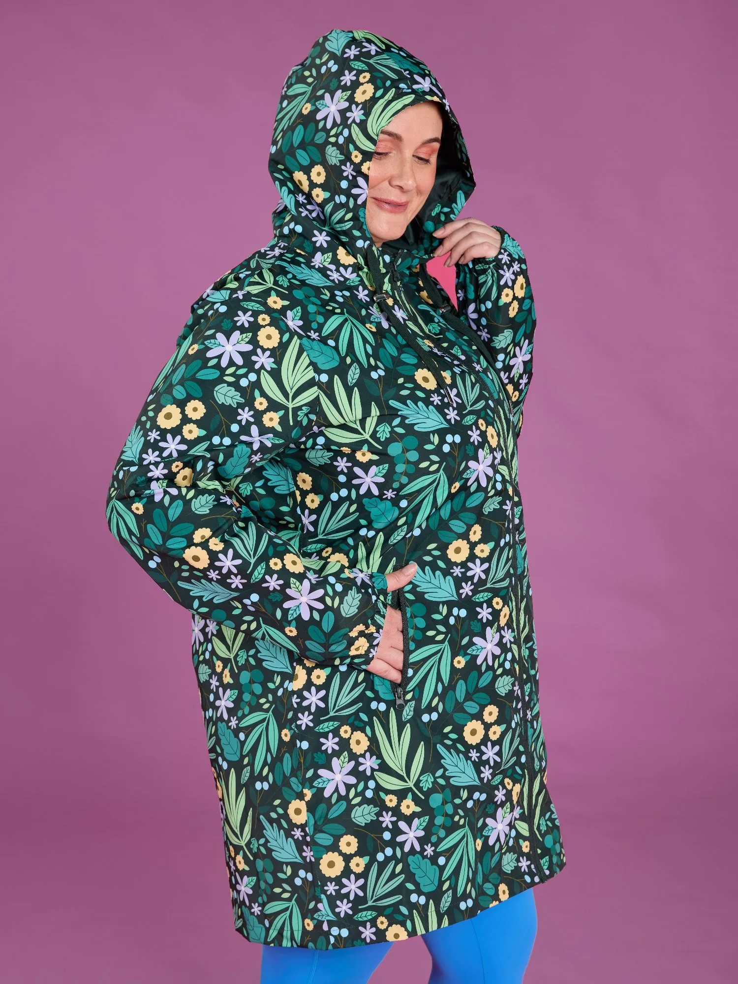 Leaves & Blooms Longline Raincoat