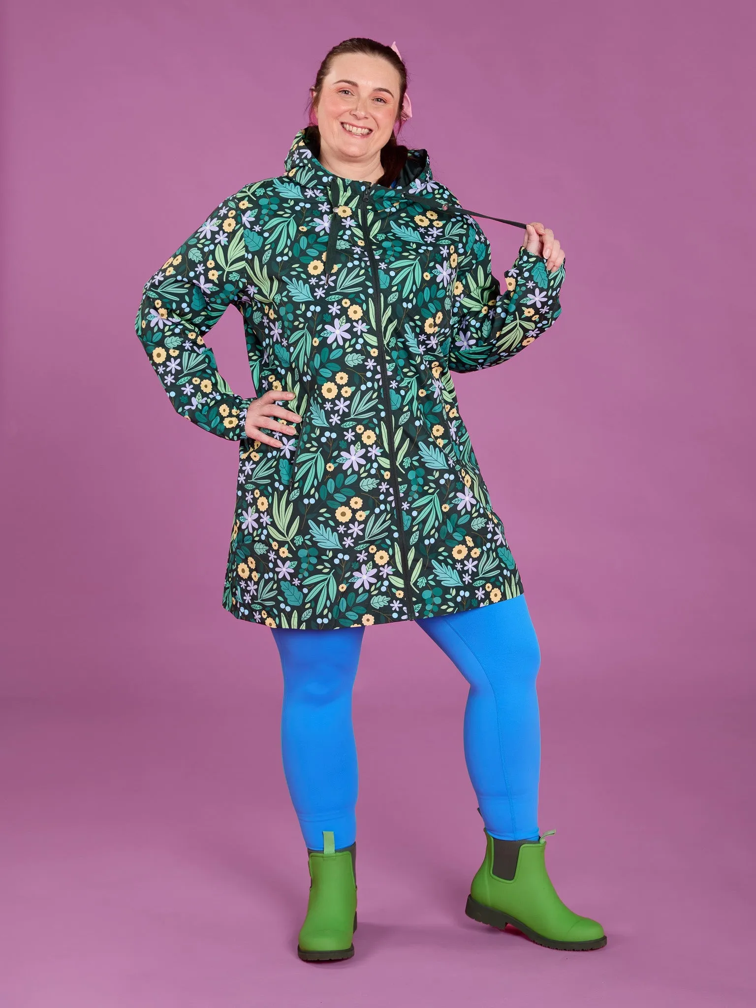 Leaves & Blooms Longline Raincoat