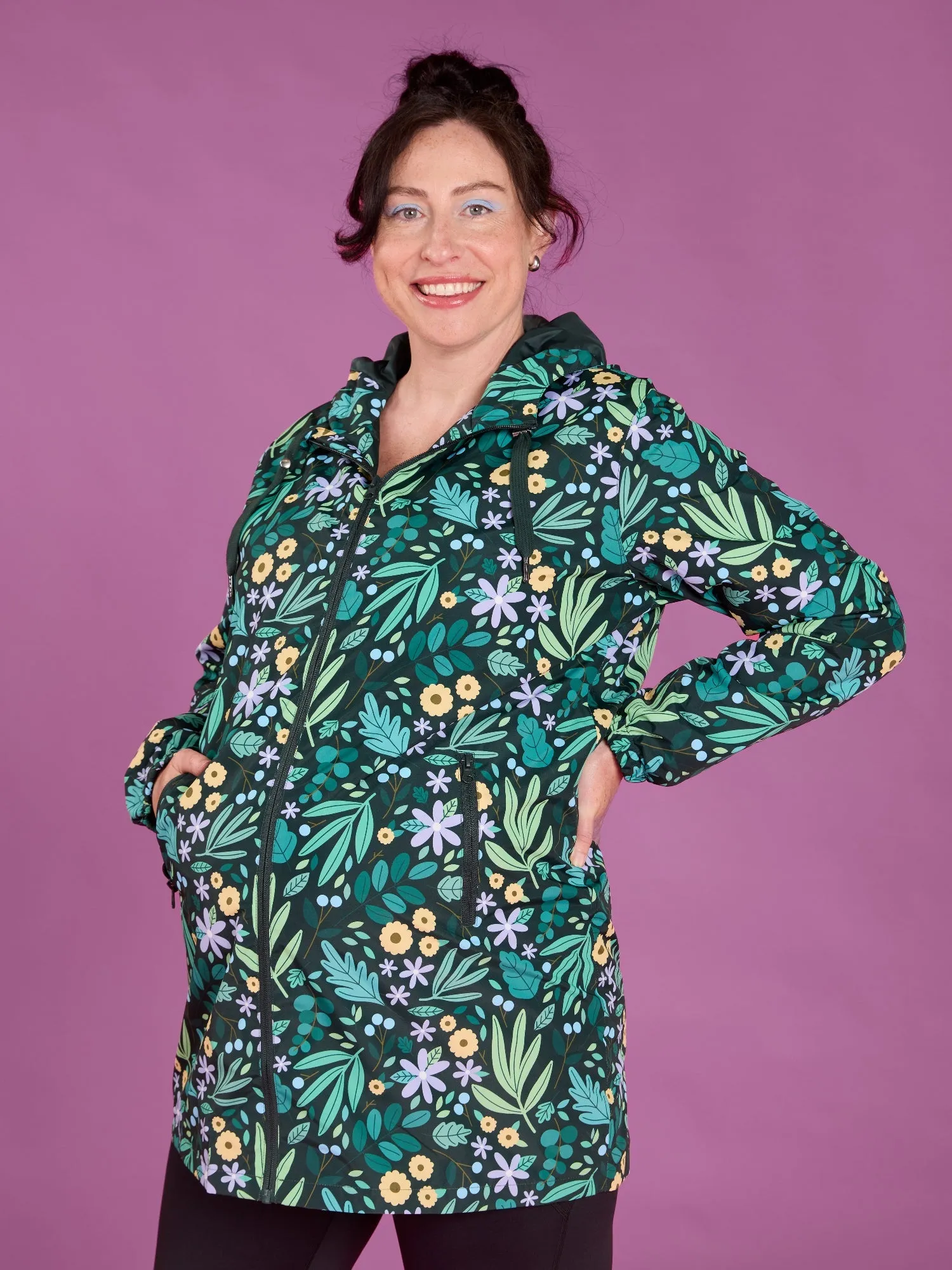 Leaves & Blooms Longline Raincoat