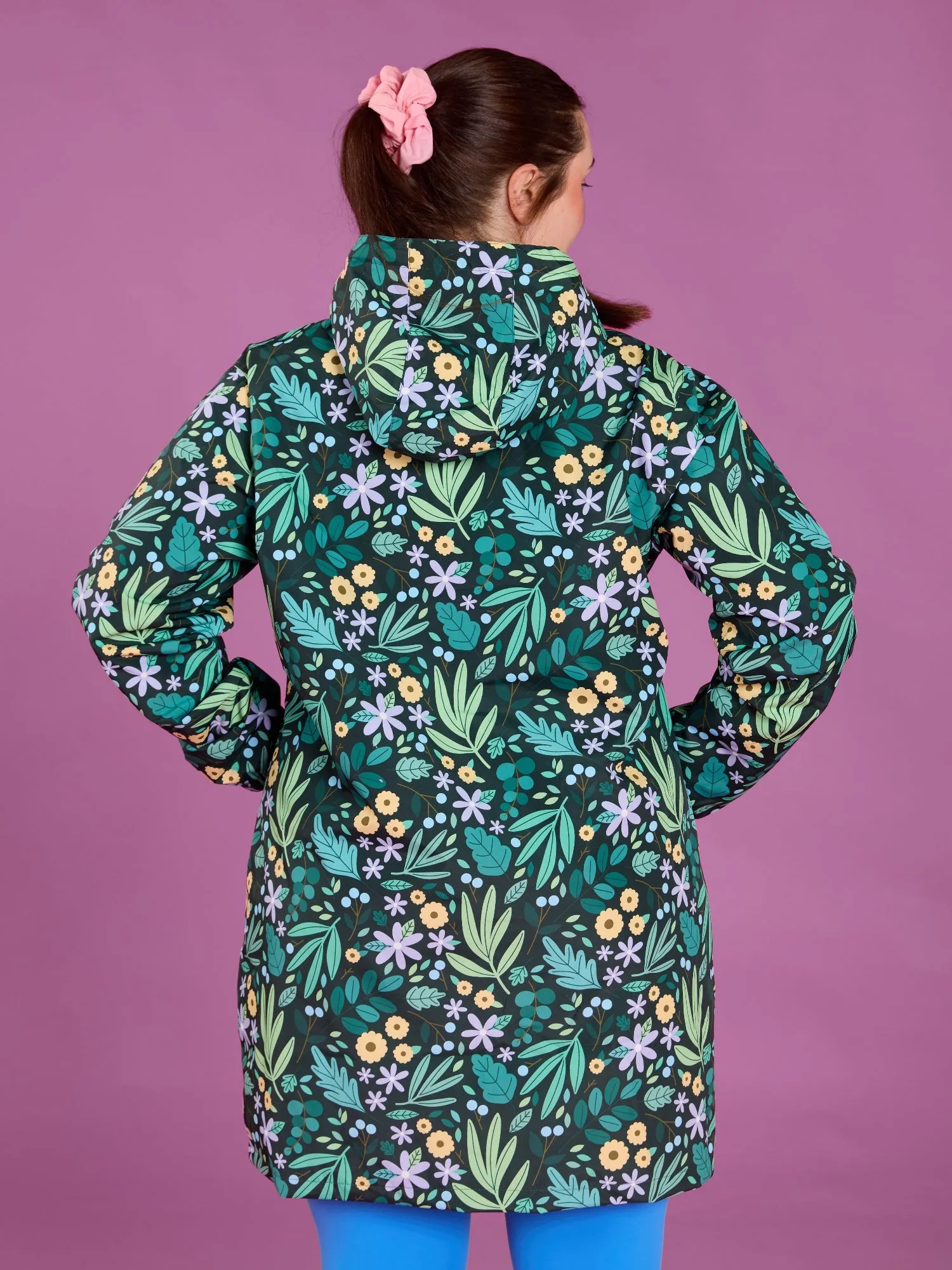 Leaves & Blooms Longline Raincoat