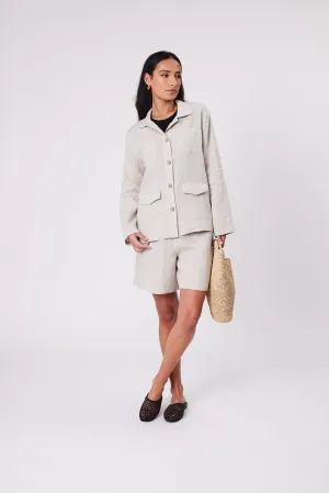 Linen Utility Shacket - Natural