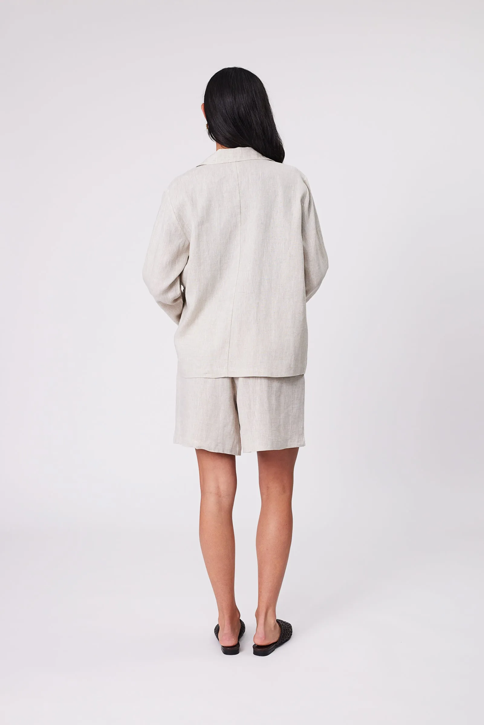 Linen Utility Shacket - Natural