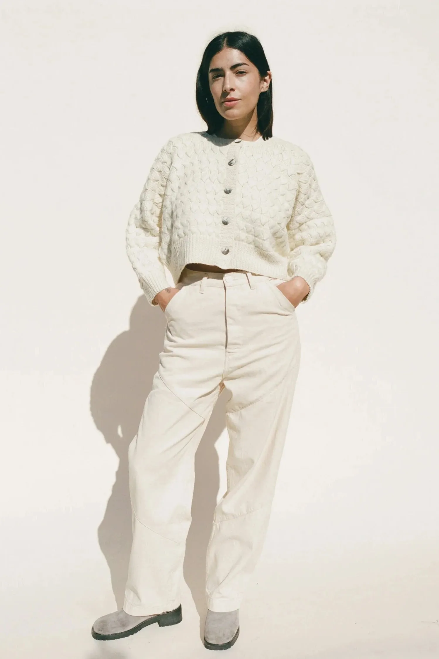 Lise Crop Cardigan, Cream