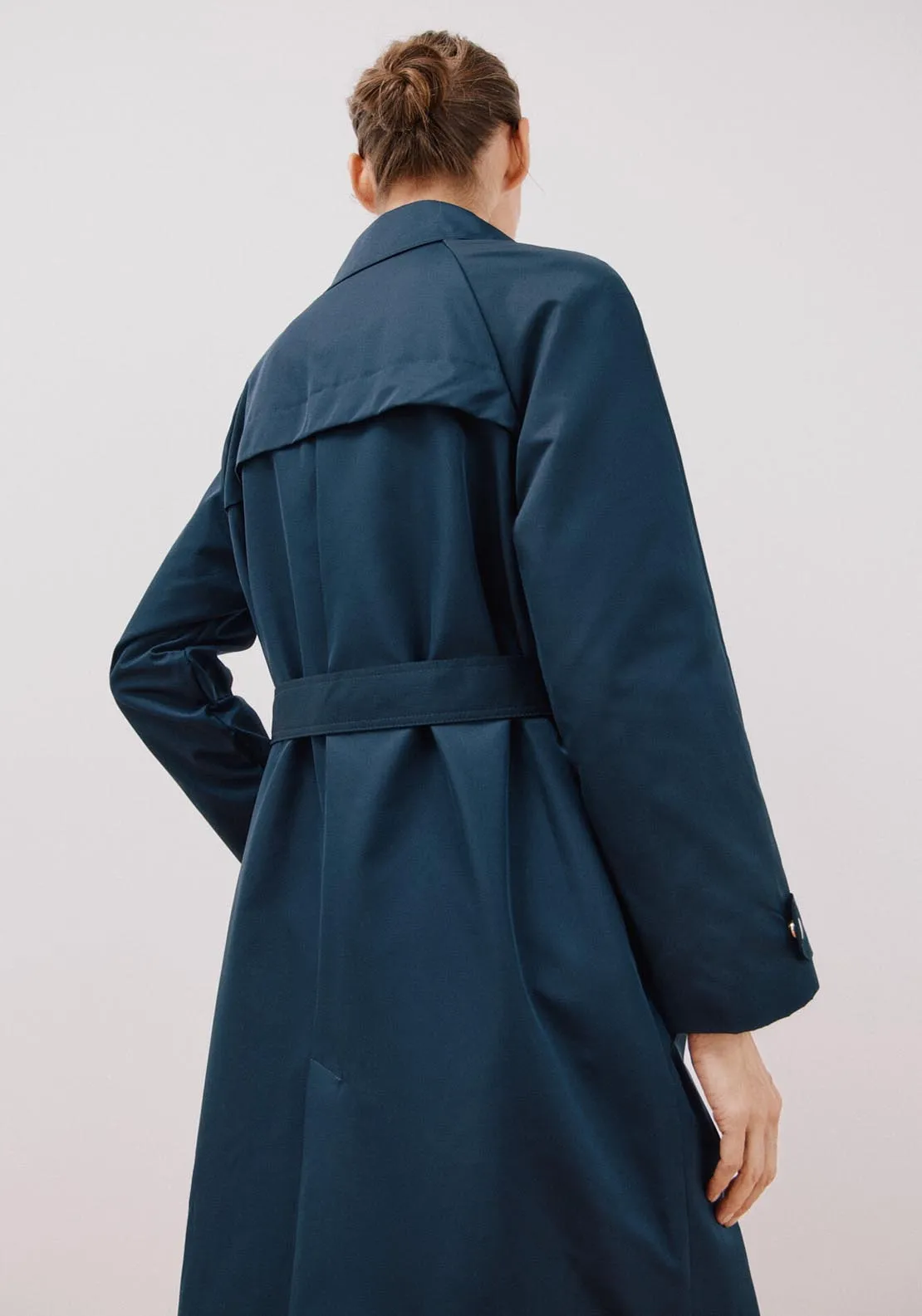 Long Water-Repellent Trench Coat - Navy