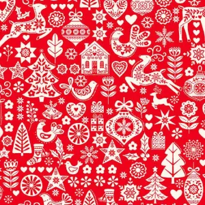 Makower Fabric | Scandi 23 | Icons | Red