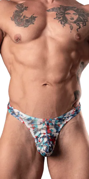 Male Power 431-293 Your Lace Or Mine Bong Thong Red-white-blue