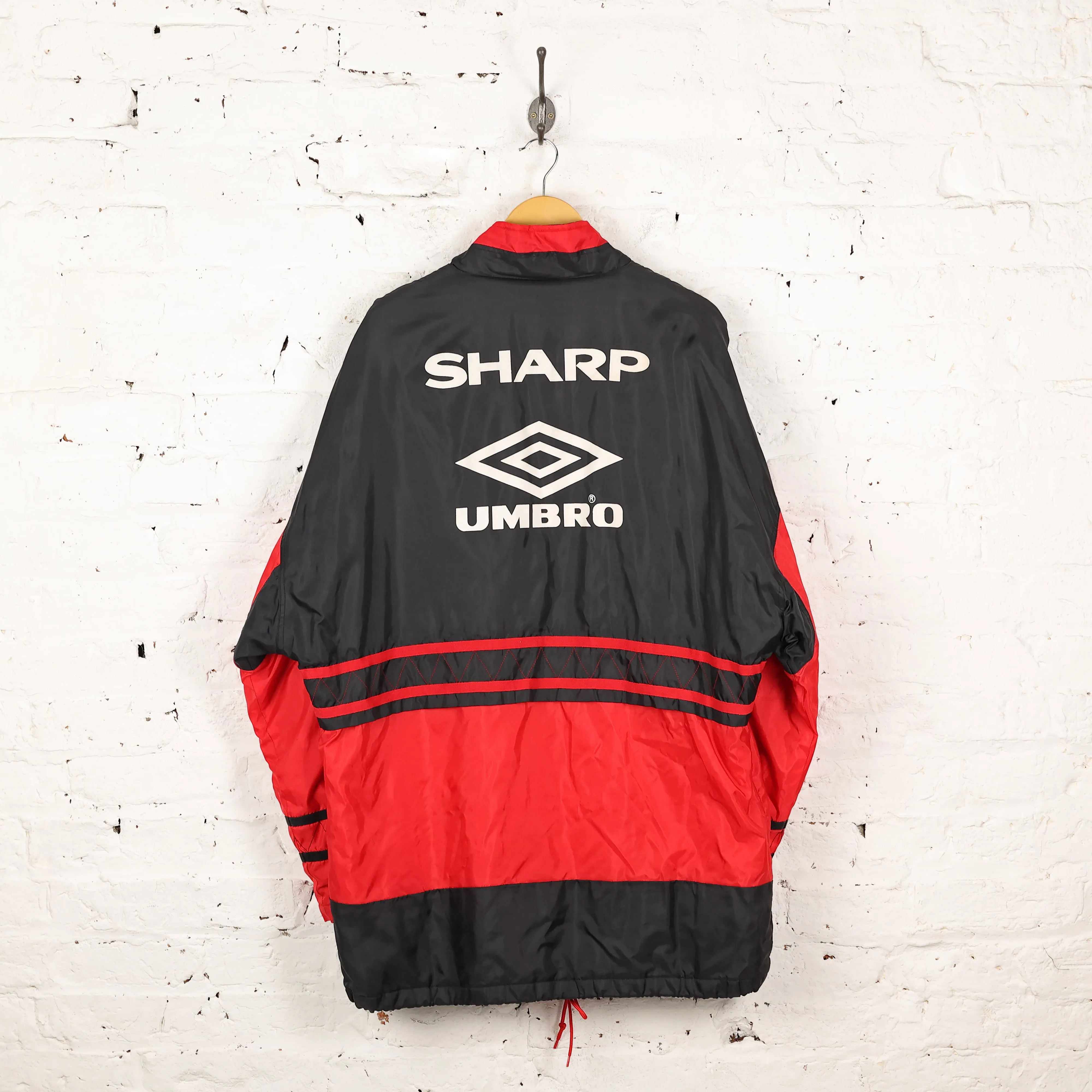 Manchester United 1995 Umbro Football Coaches Jacket Coat - Black - L