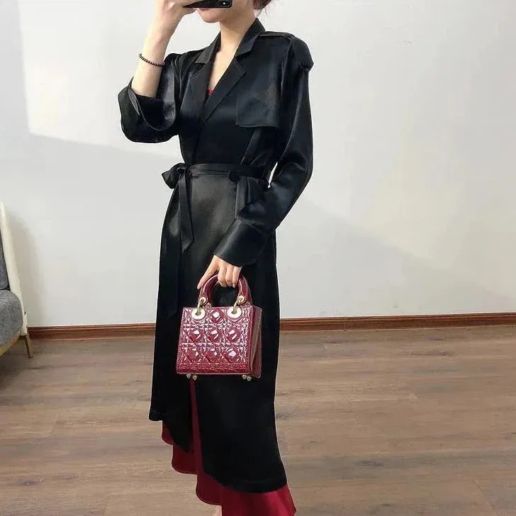 Margita Luxe Satin Trench Duster Coat