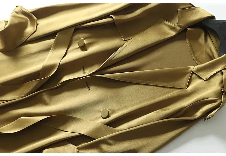 Margita Luxe Satin Trench Duster Coat