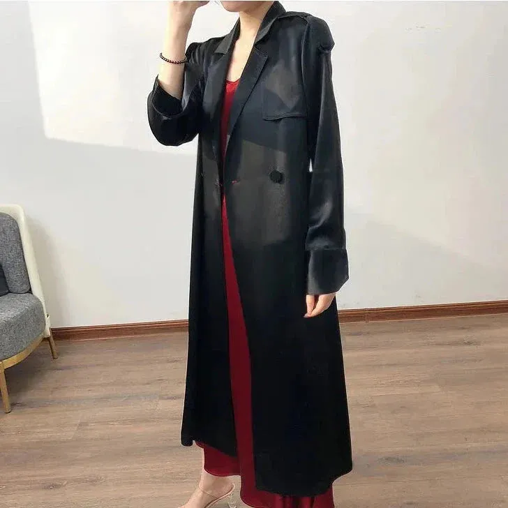 Margita Luxe Satin Trench Duster Coat