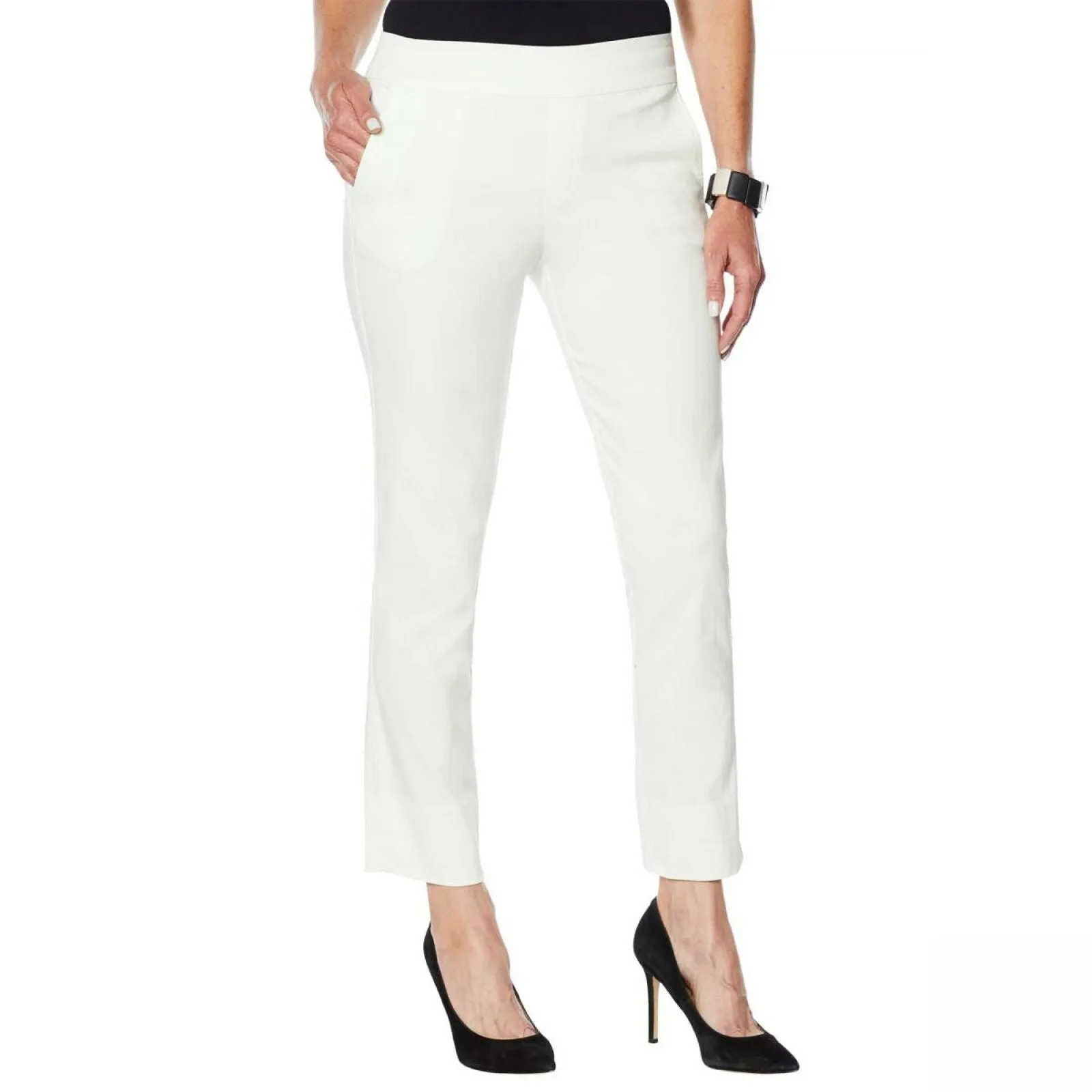 MarlaWynne Women's Petite Stretch Twill FLATTERfit Pants With Pockets