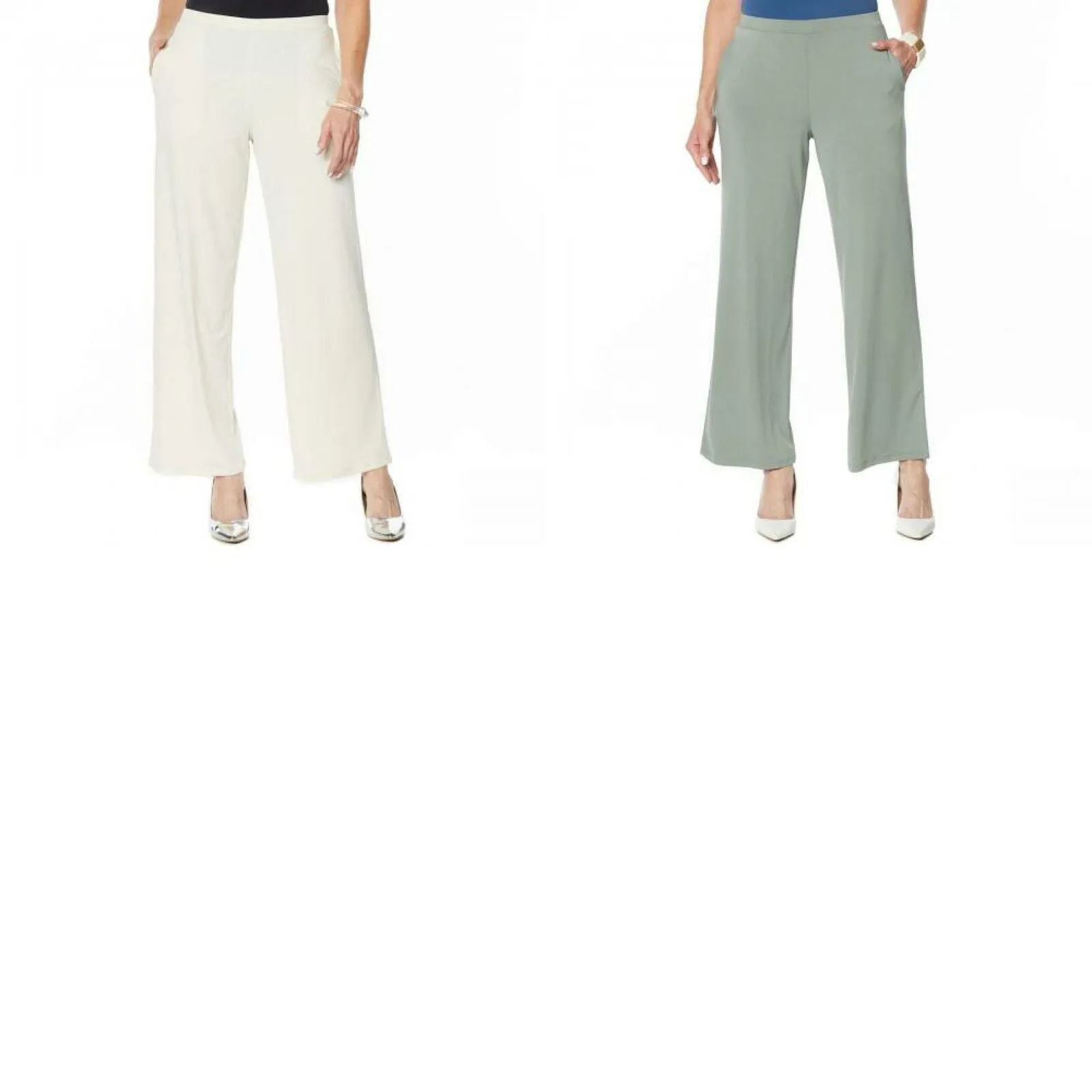 MarlaWynne WynneLayers Women's Plus Size Straight Leg Matte Jersey Pull On Pants