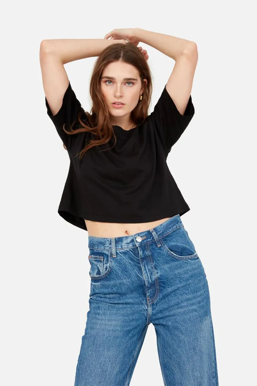 MATE The Label Boxy Cropped Crew (Black) - FINAL SALE