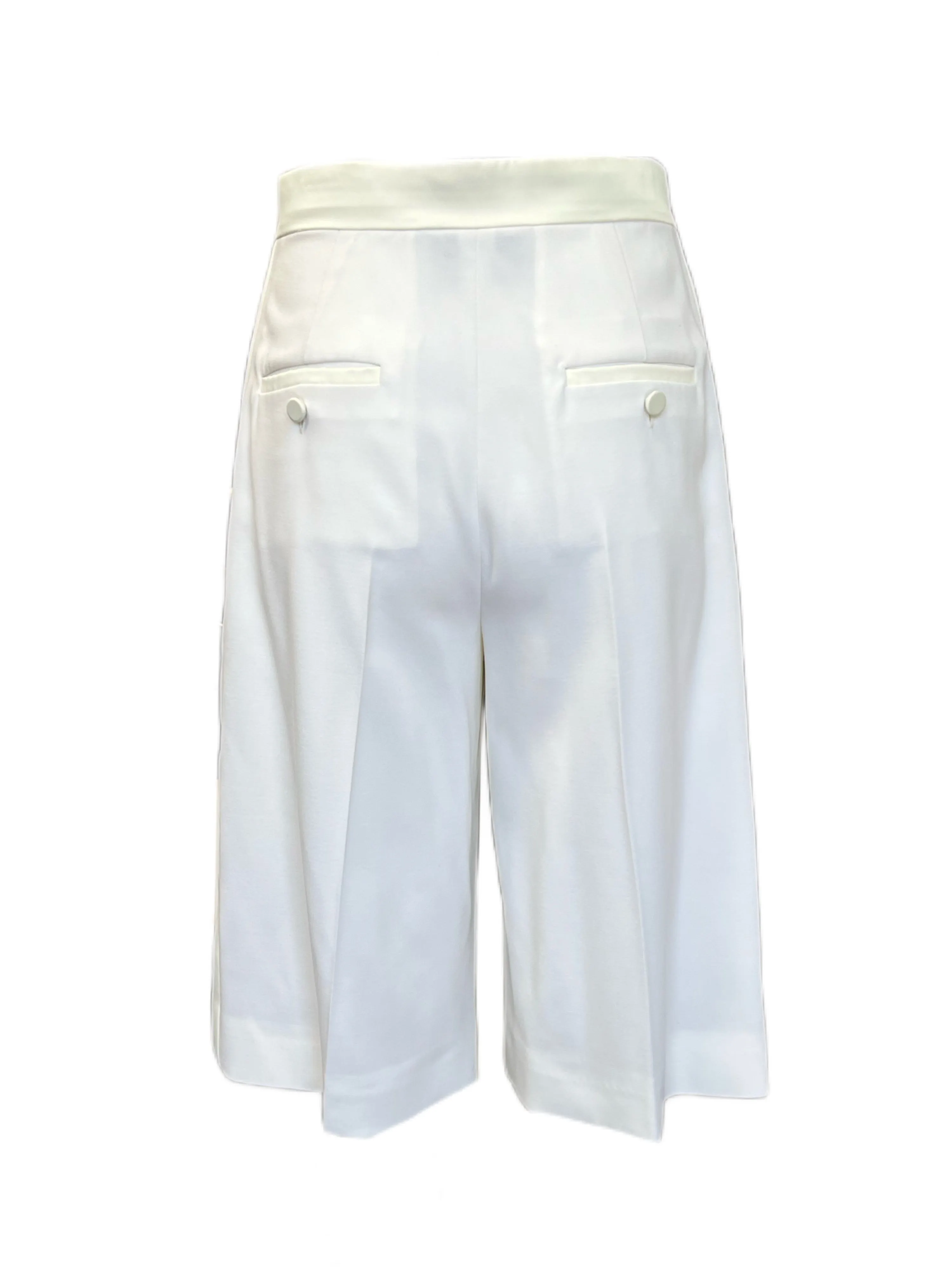 Max Mara Women's White Etere Wide Leg Capri Pants Size 8 NWT