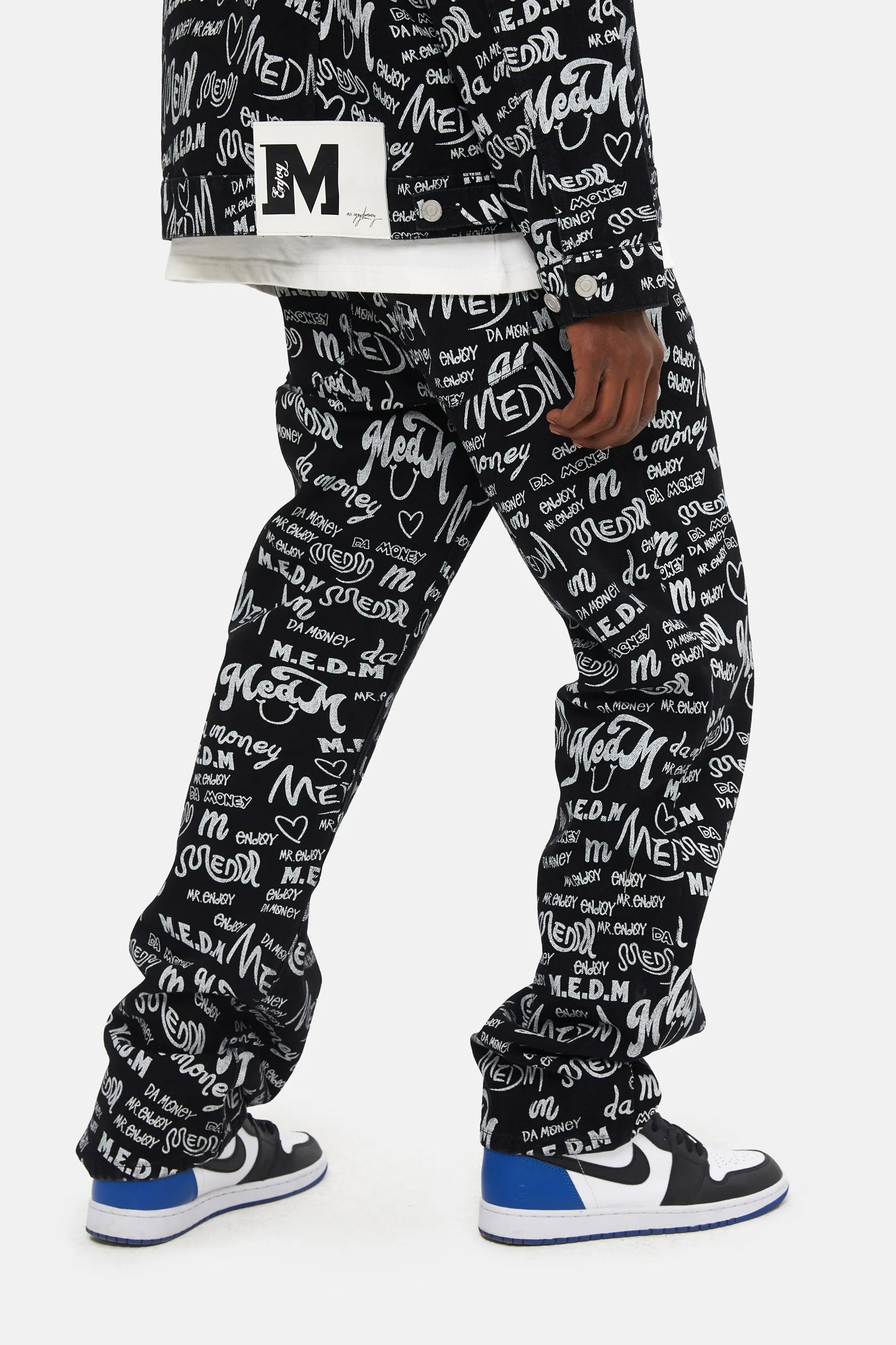 MEDM PATTERN PRINT DENIM PANTS