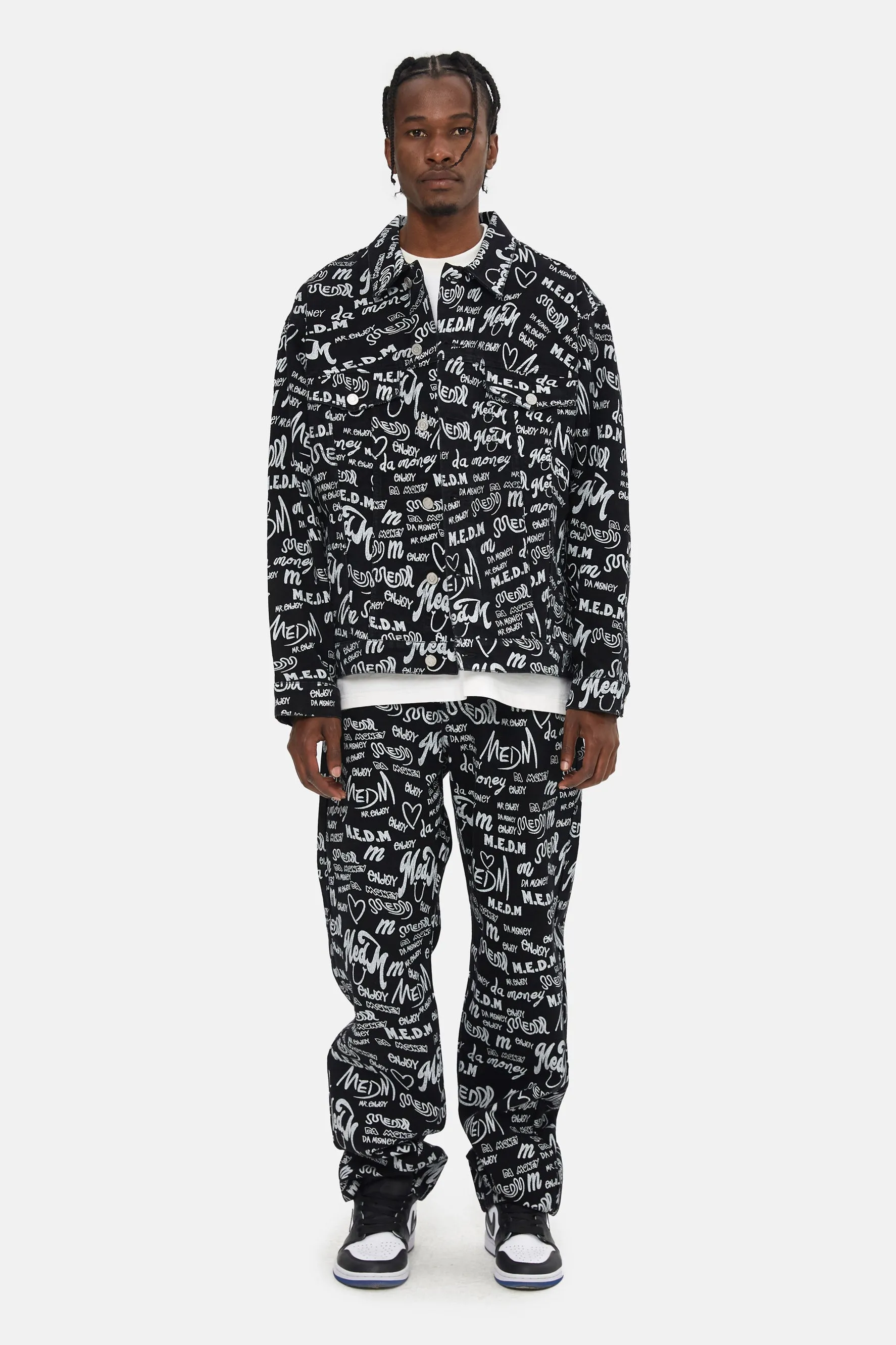 MEDM PATTERN PRINT DENIM PANTS
