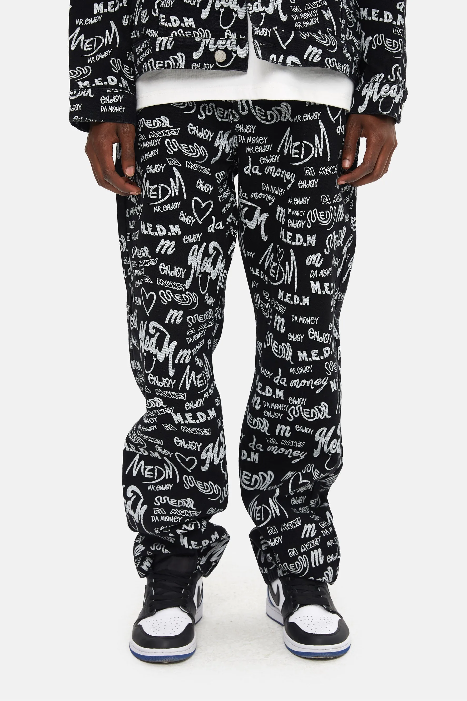 MEDM PATTERN PRINT DENIM PANTS